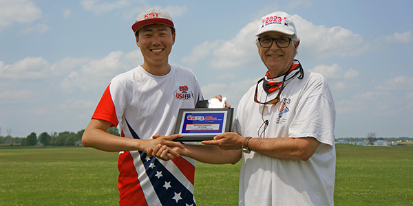 2024 F3K National Champion Mengchen Li and CD Mickey Nowell.