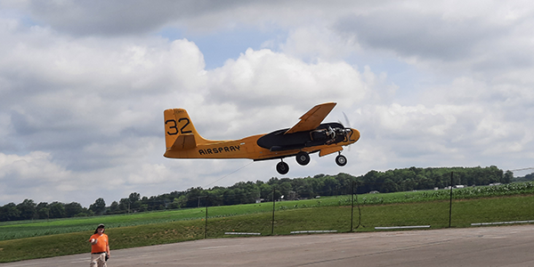 The author flying a model that was built by Walt Brownell. Walt flew this to a first-place finish at the 2001 Nats.