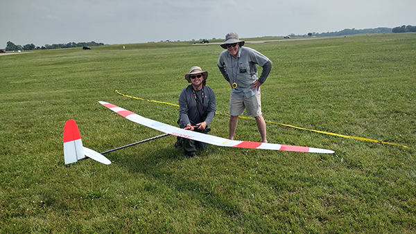 Randy Everly showing off his new Sense sailplane at the 2023 Nats.