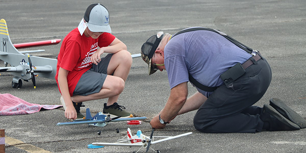 Christopher (L) with his grandfather, Dave (R). They both flew in 1/2a Scale.