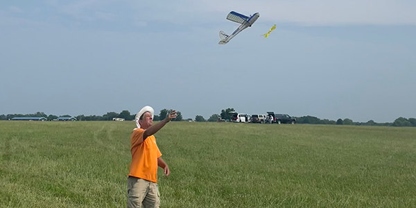 Chuck Powell with the spirited launch of his FAC scale hi-start glider.