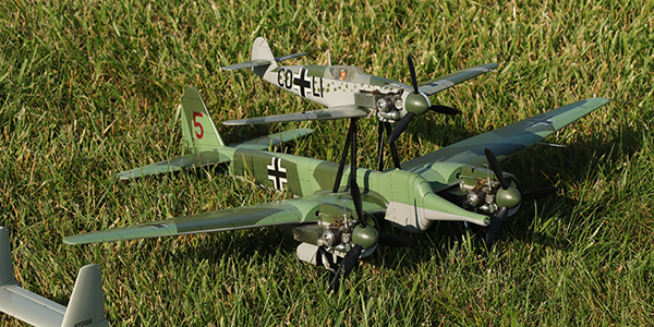 Keith Trostle’s very unique German Ju 88/Bf 109 Mistel aircraft. All three engines have throttle control.