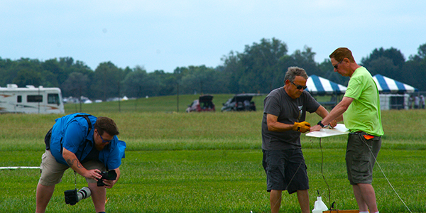 Chris and Jerry (R) try to look composed as AMA’s Matt Ruddick (L) sets up to get a low angle shot of an engine’s start and laun