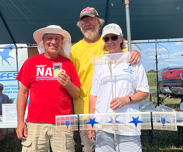 :] The Hi-Start Glider podium: Chuck, first; Patty Lorblecki, second; and John Lorblecki, third. 