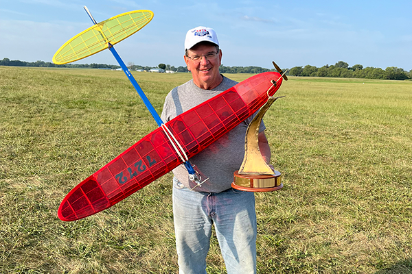 :] Bob Hanford, winner of 1/2A Classic Gas. His model is a Cyclone-powered Satellite.