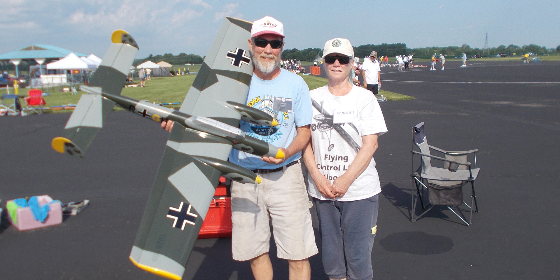 17.	Richard and Sara Huff, a husband-and-wife team, are back this year. He flies another twin.