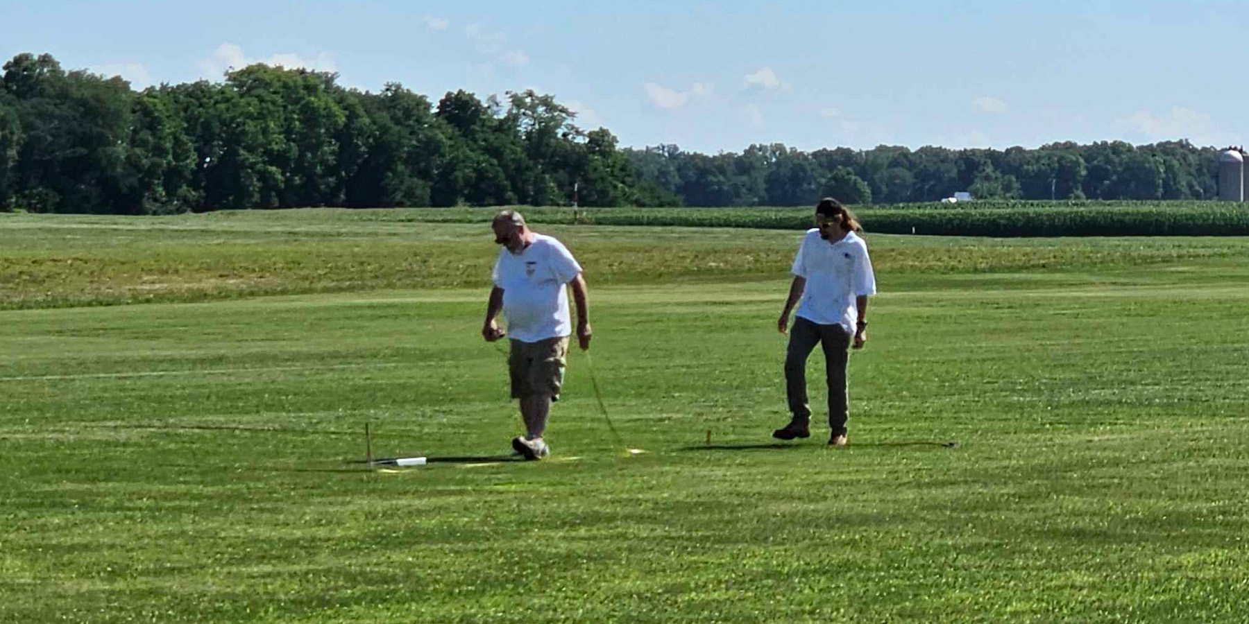 Measuring out the Nats Heli course.