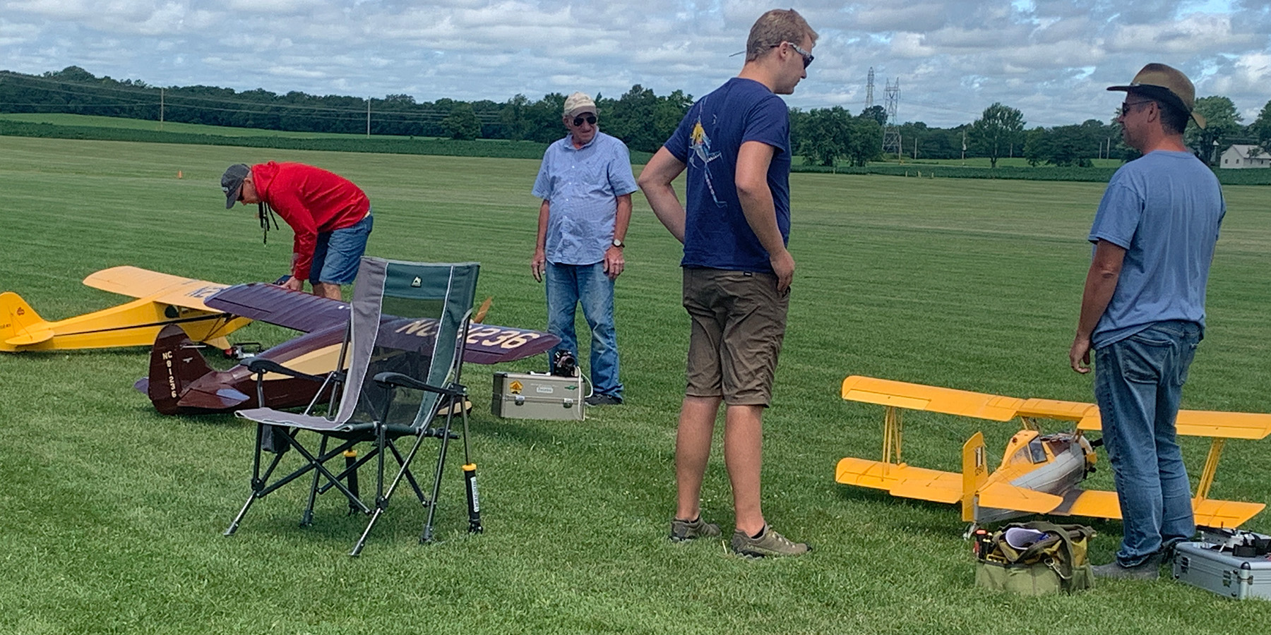 2.	The four FAI pilots preparing for their Round two flights.