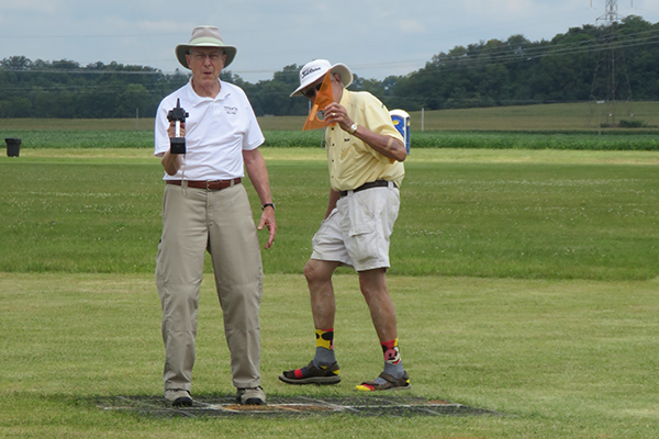 Pete Mazur doing center judge duties while Dick flies.