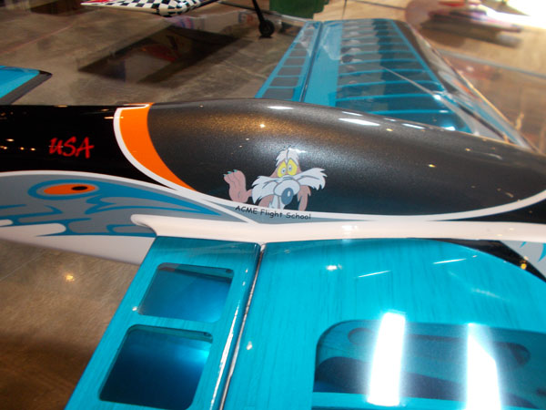 A close-up of the canopy on Jim Aron&apos;s airplane. His humor really comes out on this airplane.