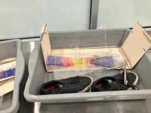 Stephen’s model box as returned to him after security screening. 