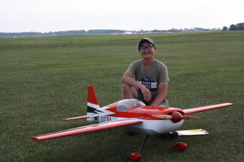 Kaleb Spencer with his Extra 260 won in Fun Scale Novice, a great starting place for this young man in RC Scale competition.  