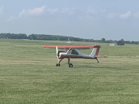 Adam Grubb’s Wilga on takeoff roll.