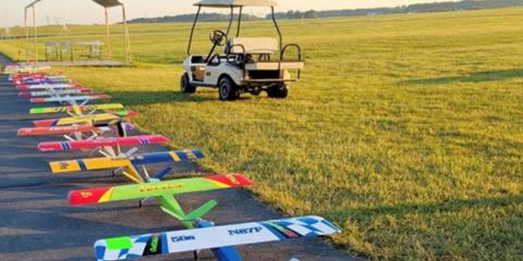 The early morning lineup of models waiting for their test flying slot.  Tim Lampe photo.