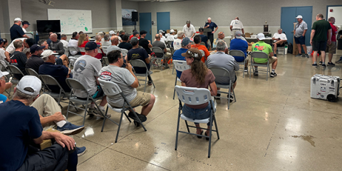 A room full of eager pilots ready for the “official” pilot meeting.