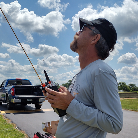 Ed Dumas concentrating on his Explorer as he approaches the conclusion of his two-hour LSF flight.