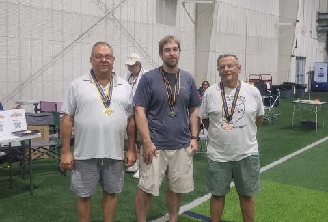 Hand Launched Stick winners (L to R), Don Slusarczyk - 1st, Nick Ray - 2nd, Tom Sova – 3rd. (Rey Mazzocco photo) Hand Launched Stick winners (L to R), Don Slusarczyk - 1st, Nick Ray - 2nd, Tom Sova – 3rd. (Rey Mazzocco photo)