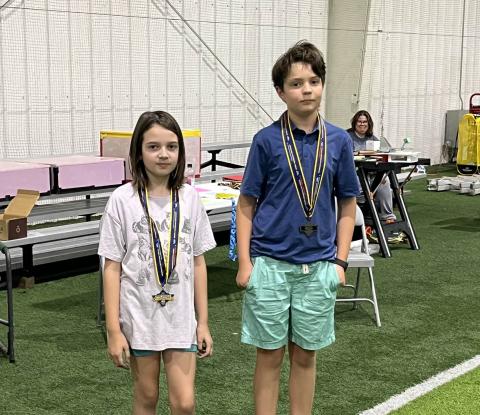 Junior Pennyplane winners (L to R), Jaden Andraka - 1st, Miles Polischuk - 2nd. Junior Pennyplane winners (L to R), Jaden Andraka - 1st, Miles Polischuk - 2nd.