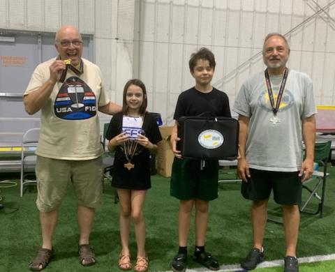 Limited Pennyplane winners (L to R), Chuck Andraka - 1st, Jaden Adraka - 3rd, Miles Polishchuk - 2nd Junior, Rey Mazzocco – 2nd. Limited Pennyplane winners (L to R), Chuck Andraka - 1st, Jaden Adraka - 3rd, Miles Polishchuk - 2nd Junior, Rey Mazzocco – 2nd.
