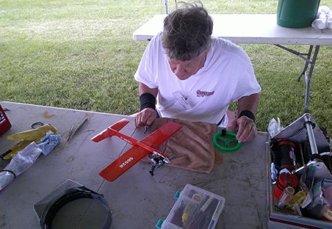 Patrick Hemple preparing his ½ A Proto speed for a flight.