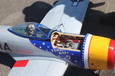 A peek inside the fuselage of Burt Brokaw’s VQ P-47 ARF warbird that was flown in CL Fun Scale.