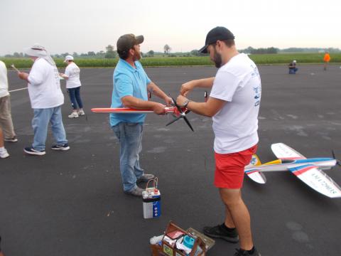 Matt Colan making an adjustment on his plane before the stone hit.