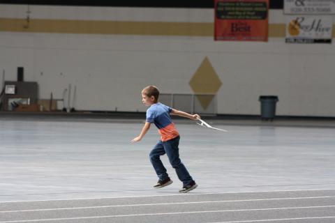 Young Caleb Finn tests his AMA Hand Launched Glider at the Round Valley Dome on Tuesday, May 24.