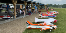 The Advanced pilots have their airplanes lined up at Site 4, ready for the low ceiling to lift.