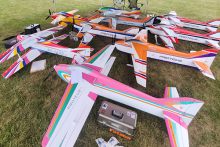 How many 2-meter airplanes can you get under the tent during a rain delay? 